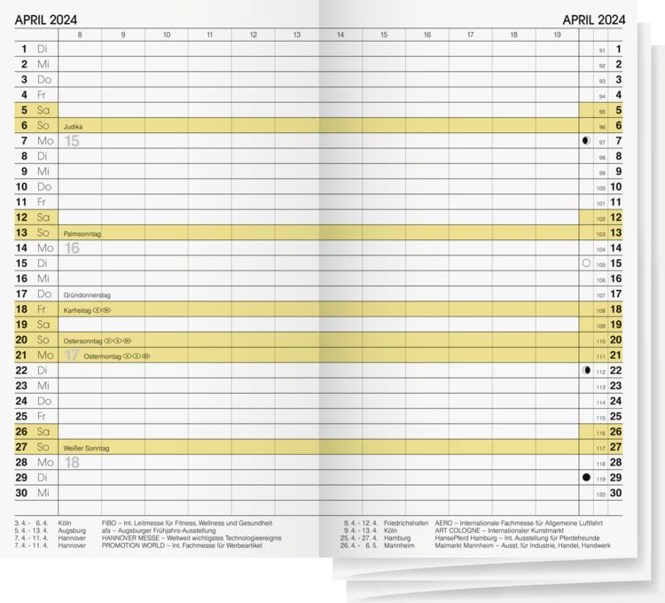 Produktbild: Brunnen Faltkalender 9x15cm 2S/1M Einlage