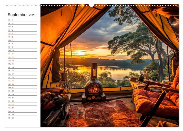 Produktbild: Camping mit dem Zelt (Wandkalender 2026 DIN A2 quer), CALVENDO Monatskalender