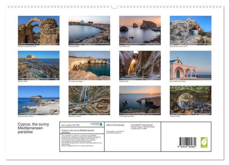 Produktbild: Cyprus, the sunny Mediterranean paradise (High Quality Premium Wall Calendar 2026 DIN A2 landscape),CALVENDO 12 Month Wall Calendar