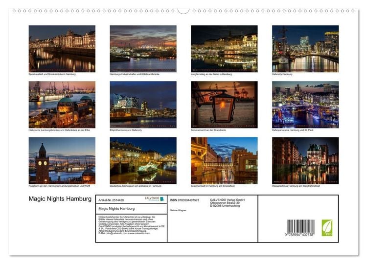 Produktbild: Magic Nights Hamburg (hochwertiger Premium Wandkalender 2027 DIN A2 quer), Kunstdruck in Hochglanz