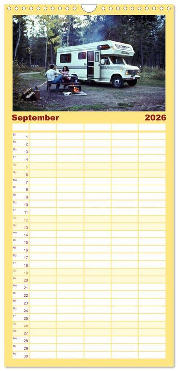 Produktbild: Familienplaner 2026 - Wohnmobil-Reisen mit 5 Spalten (Wandkalender, 21 x 45 cm) CALVENDO