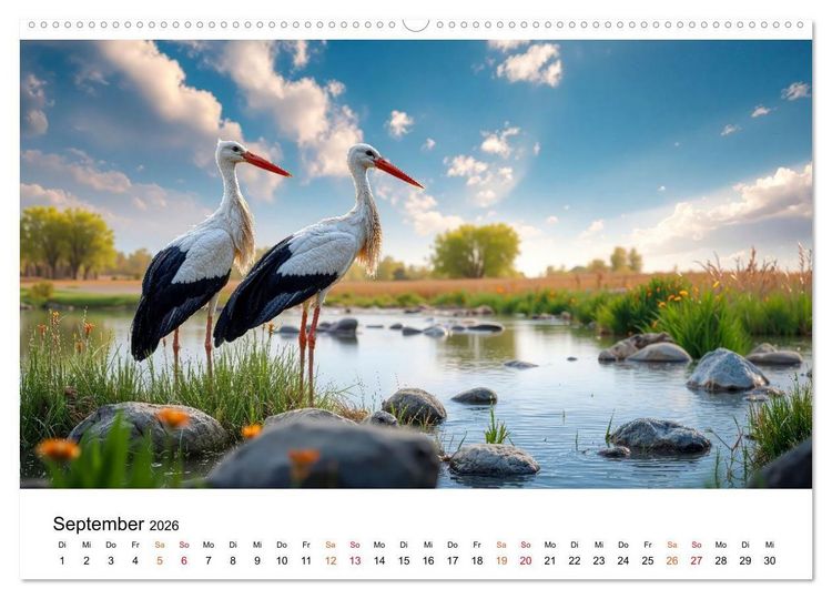 Produktbild: St&ouml;rche - Zeit f&uuml;r sch&ouml;ne Augenblicke (Wandkalender 2026 DIN A2 quer), CALVENDO Monatskalender