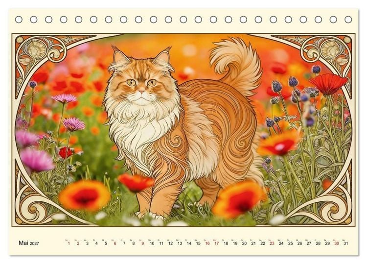 Produktbild: Zauberhafte Jugendstil-Katzen (Tischkalender 2027 DIN A5 quer), CALVENDO Monatskalender