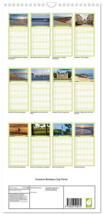 Produktbild: Familienplaner 2026 - Arcachon Bordeaux Cap Ferret mit 5 Spalten (Wandkalender, 21 x 45 cm) CALVENDO