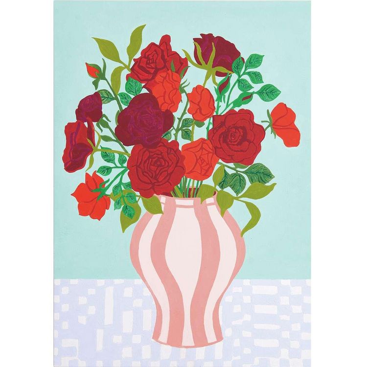 Produktbild: Malen nach Zahlen Set, rote Rosen, 26 x 37 cm,, Inh
