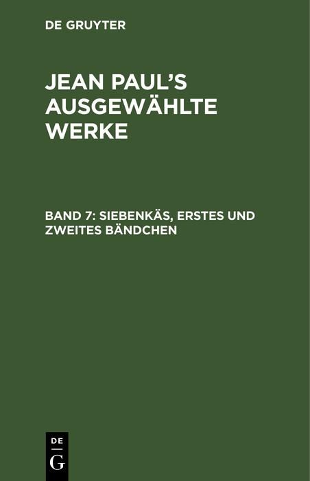 Produktbild: Siebenk&auml;s, erstes und zweites B&auml;ndchen