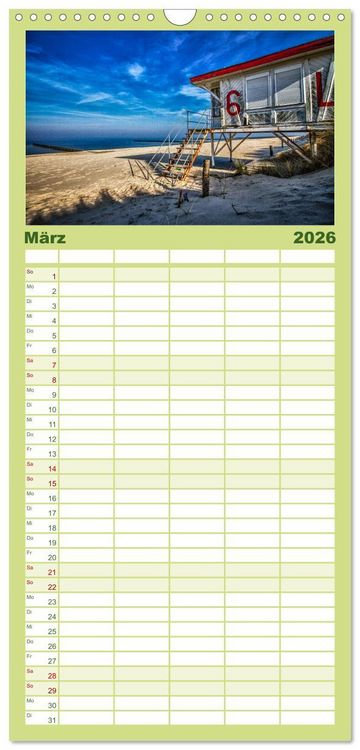 Produktbild: Familienplaner 2026 - Bezauberndes Usedom mit 5 Spalten (Wandkalender, 21 x 45 cm) CALVENDO