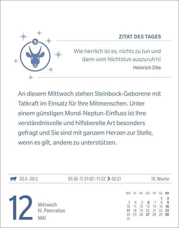 Produktbild: Steinbock Sternzeichenkalender 2027 - Tagesabrei&szlig;kalender - Ihr Horoskop f&uuml;r jeden Tag