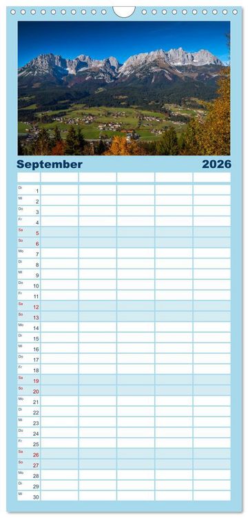 Produktbild: Familienplaner 2026 - Der Wilde Kaiser, das Kletterparadies bei Kitzb&uuml;hel mit 5 Spalten (Wandkalender, 21 x 45 cm) CALVENDO