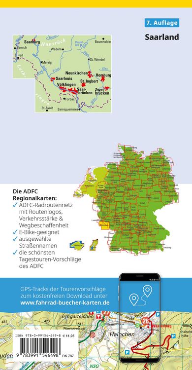Produktbild: BVA ADFC Regionalkarte Saarland 1:75.000