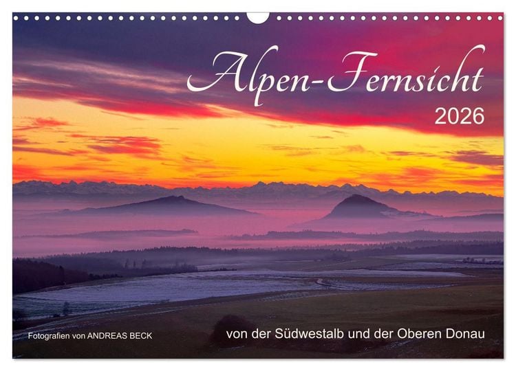 Produktbild: Alpen-Fernsichten von der S&uuml;dwestalb und Oberen Donau (Wandkalender 2026 DIN A3 quer), CALVENDO Monatskalender