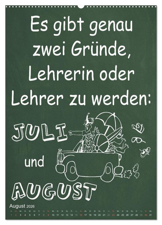 Produktbild: Coole Lehrerspr&uuml;che (Wandkalender 2026 DIN A2 hoch), CALVENDO Monatskalender