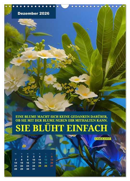 Produktbild: Verr&uuml;ckt nach BLUMEN Artwork - Farben - Zitate (Wandkalender 2026 DIN A3 hoch), CALVENDO Monatskalender