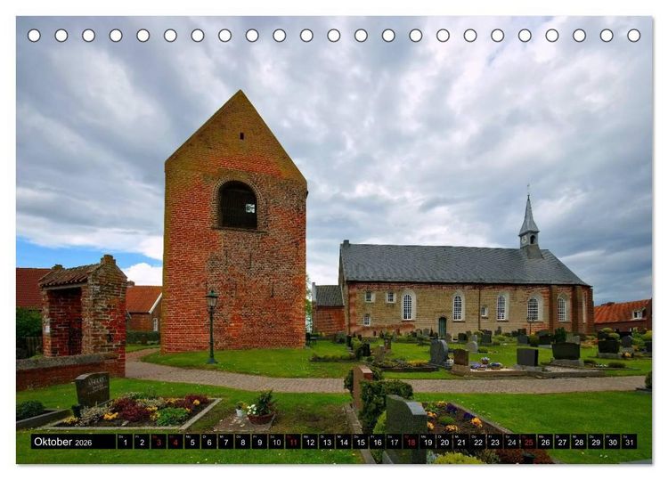 Produktbild: Kirchen in Ostfriesland (Tischkalender 2026 DIN A5 quer), CALVENDO Monatskalender