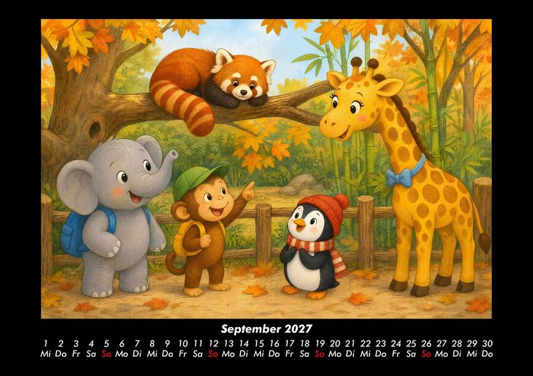 Produktbild: Ein Jahr im Zoo mit Raffi und Freunden 2027 Fotokalender DIN A3
