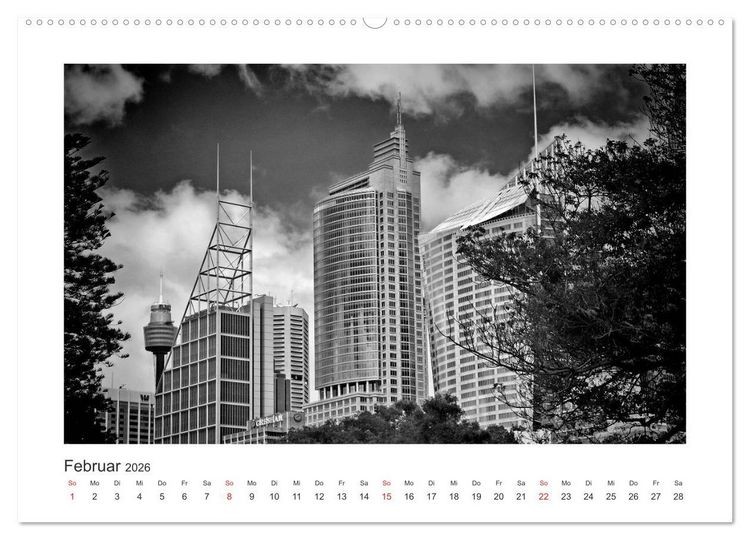 Produktbild: SYDNEY Monochrom (Wandkalender 2026 DIN A2 quer), CALVENDO Monatskalender