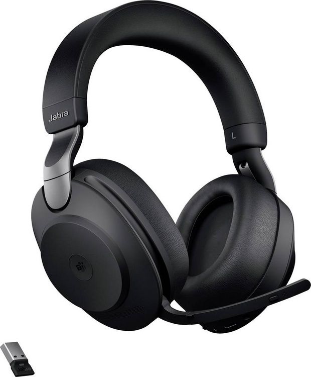 Produktbild: Jabra Evolve 2 85 Over Ear Headset Bluetooth&reg;, kabelgebunden Stereo Schwarz Mikrofon-Rauschunterdr&uuml;ckung Lautst&auml;rkeregelung, Batterieladeanzeige,