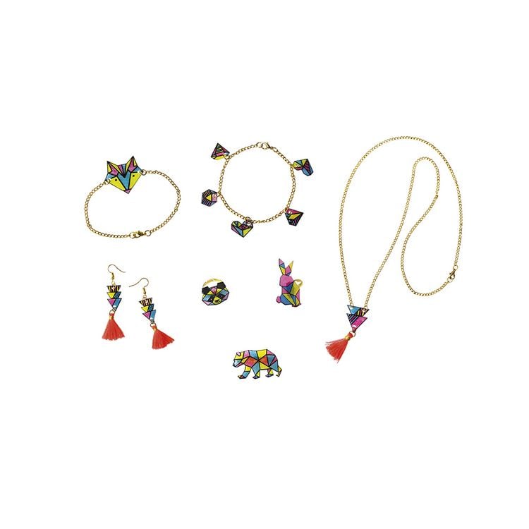 Produktbild: Geometrischer Schmuck aus Schrumpffolie &ndash; Bastel-Set f&uuml;r Kinder (7 Schmuckst&uuml;cke)