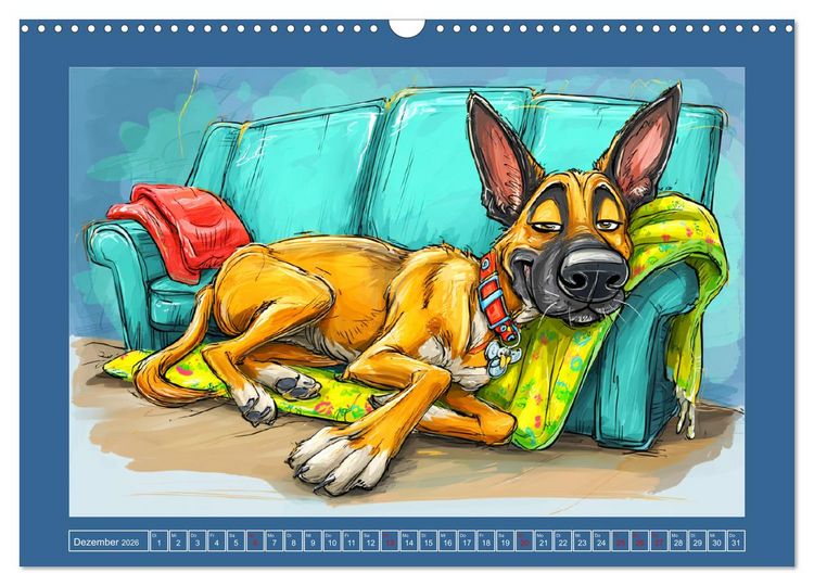 Produktbild: Malinois Fun. Lustige Cartoons vom Diensthund des Jahres! (Wandkalender 2026 DIN A3 quer), CALVENDO Monatskalender