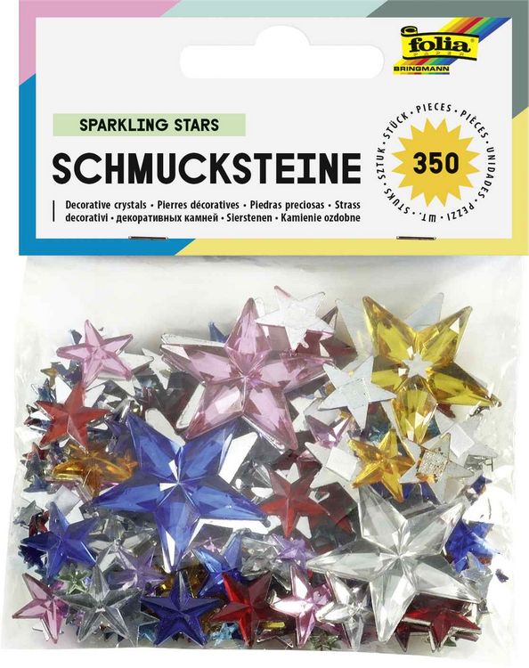 Produktbild: Folia  Schmucksteine SPARKLING STARS, 350 St&uuml;ck, Gr&ouml;&szlig;en und Farben sortiert