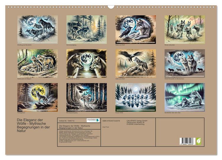 Produktbild: Die Eleganz der W&ouml;lfe - Mythische Begegnungen in der Natur (Wandkalender 2026 DIN A2 quer), CALVENDO Monatskalender