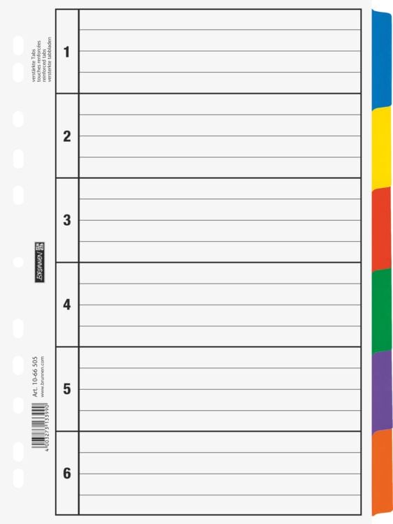 Produktbild: Brunnen Ringbuchregister &brvbar; A4, 6 Blatt, wei&szlig;