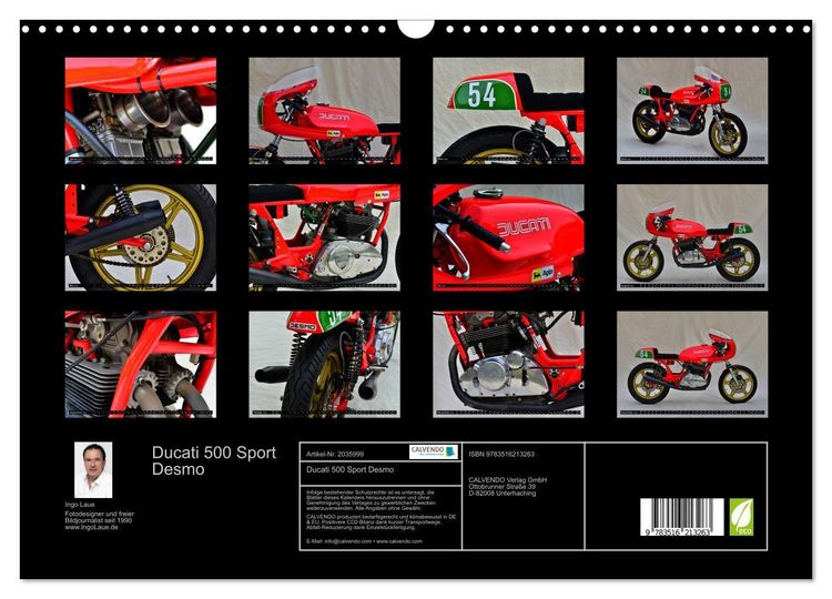 Produktbild: Ducati 500 Sport Desmo (Wandkalender 2026 DIN A3 quer), CALVENDO Monatskalender