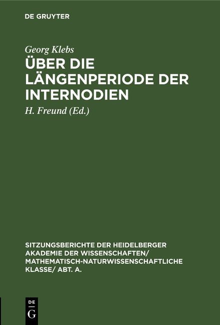 Produktbild: &Uuml;ber die L&auml;ngenperiode der Internodien
