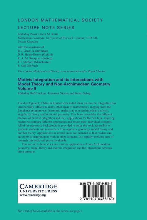Produktbild: Motivic Integration and its Interactions with Model Theory and Non-Archimedean Geometry