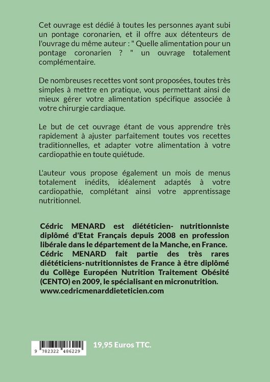 Produktbild: Recettes et menus apr&egrave;s un pontage coronarien.