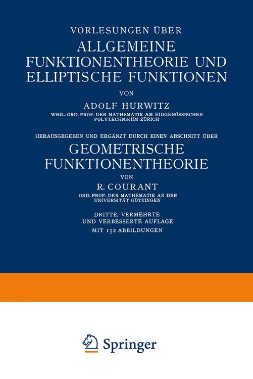 Produktbild: Vorlesungen &uuml;ber Allgemeine Funktionentheorie und Elliptische Funktionen