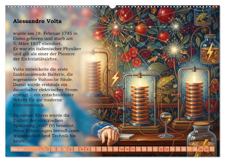 Produktbild: Pioniere der Elektrodynamik (Wandkalender 2027 DIN A2 quer), CALVENDO Monatskalender
