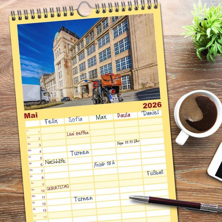 Produktbild: Familienplaner 2026 - Meine MZ ES 250/2 unterwegs in Chemnitz mit 5 Spalten (Wandkalender, 21 x 45 cm) CALVENDO
