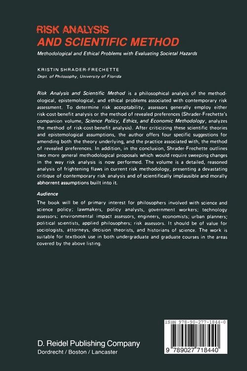Produktbild: Risk Analysis and Scientific Method