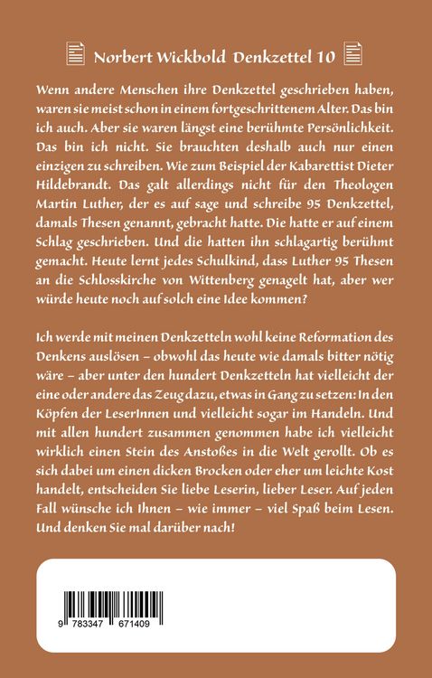 Produktbild: Norbert Wickbold Denkzettel 10