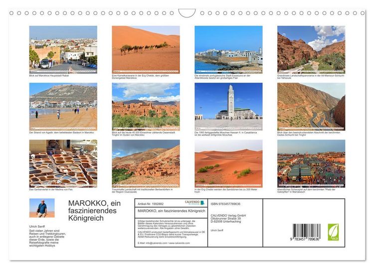Produktbild: MAROKKO, ein faszinierendes K&ouml;nigreich (Wandkalender 2026 DIN A3 quer), CALVENDO Monatskalender