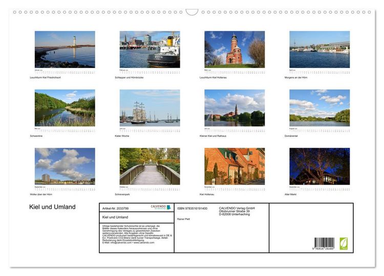 Produktbild: Kiel und Umland (Wandkalender 2026 DIN A2 quer), CALVENDO Monatskalender
