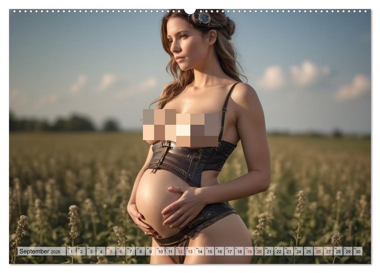 Produktbild: Steampunk Erotik - Schwangere Frauen (Wandkalender 2026 DIN A2 quer), CALVENDO Monatskalender
