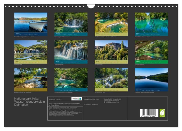 Produktbild: Nationalpark Krka - Wasser-Wunderwelt in Dalmatien (Wandkalender 2026 DIN A3 quer), CALVENDO Monatskalender