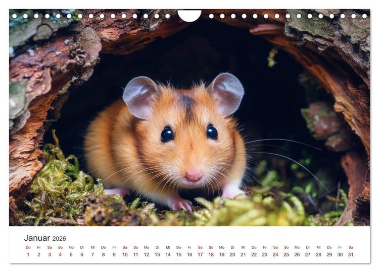 Produktbild: Wild und flauschig - Hamster - Abenteuer in freier Natur (Wandkalender 2026 DIN A4 quer), CALVENDO Monatskalender