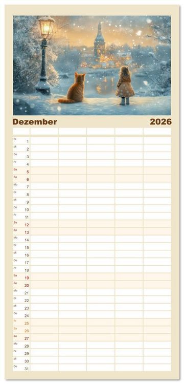 Produktbild: Familienplaner 2026 - Vertr&auml;umte Begegnungen - Kinderkalender mit 5 Spalten (Wandkalender, 21 x 45 cm) CALVENDO