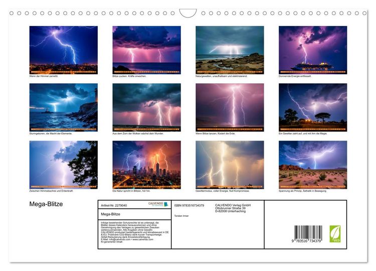 Produktbild: Mega-Blitze (Wandkalender 2026 DIN A3 quer), CALVENDO Monatskalender