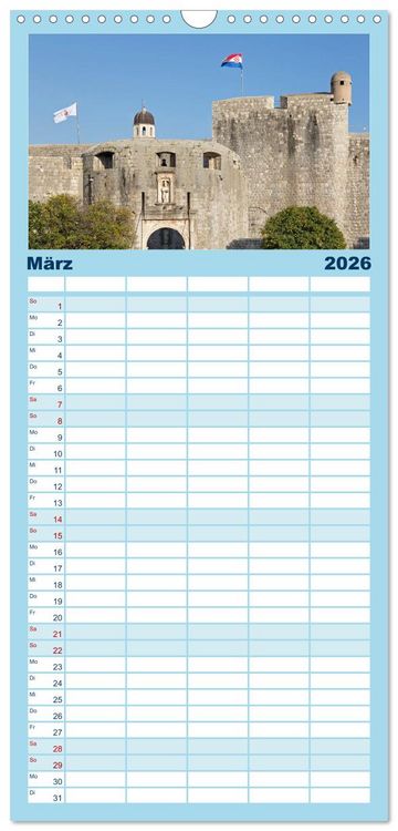 Produktbild: Familienplaner 2026 - Weltkulturerbe Dubrovnik mit 5 Spalten (Wandkalender, 21 x 45 cm) CALVENDO