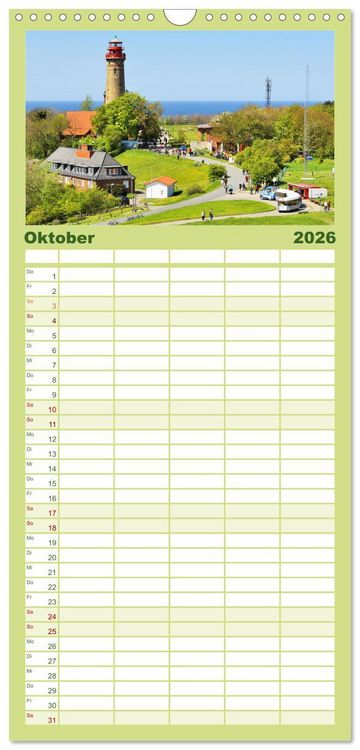 Produktbild: Familienplaner 2026 - Leuchtt&uuml;rme: Die Sch&ouml;nsten an Nord- und Ostsee mit 5 Spalten (Wandkalender, 21 x 45 cm) CALVENDO