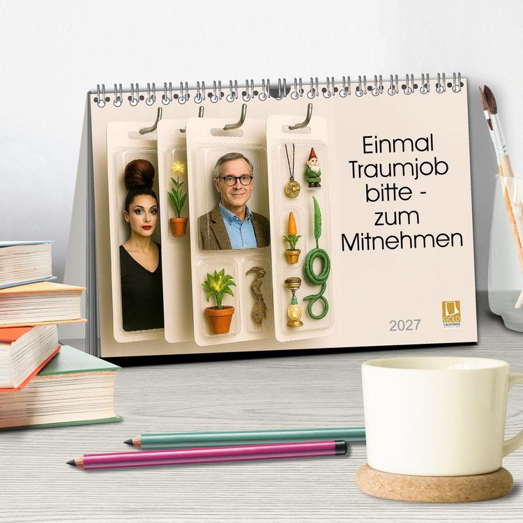 Produktbild: Einmal Traumjob bitte - zum Mitnehmen (Tischkalender 2027 DIN A5 quer), CALVENDO Monatskalender