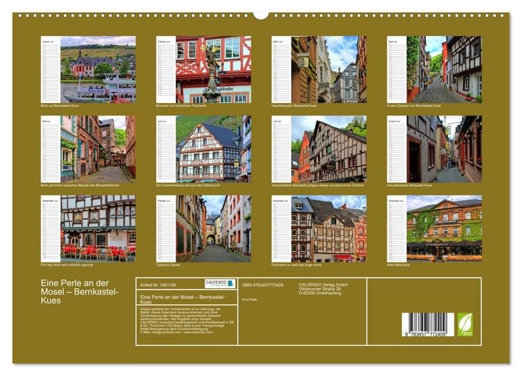 Produktbild: Eine Perle an der Mosel &ndash; Bernkastel-Kues (hochwertiger Premium Wandkalender 2026 DIN A2 quer), Kunstdruck in Hochglanz