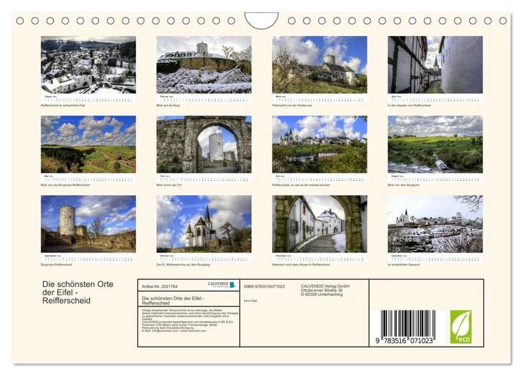 Produktbild: Die sch&ouml;nsten Orte der Eifel - Reifferscheid (Wandkalender 2026 DIN A4 quer), CALVENDO Monatskalender