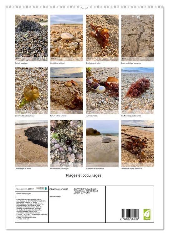 Produktbild: Plages et coquillages (Calendrier mural haut de gamme 2027 DIN A2 horizontal), CALVENDO calendrier mensuel