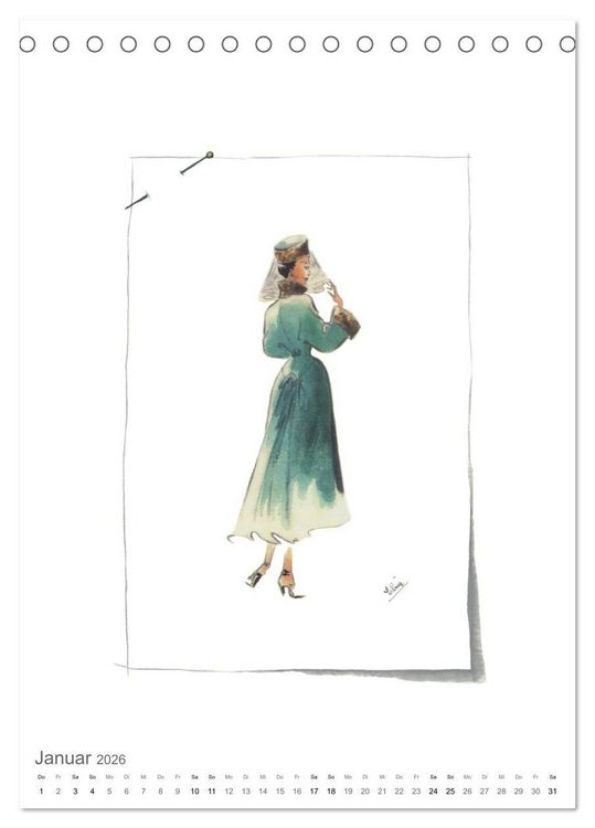 Produktbild: FIGURINEN 2026 - Fashion von 1949 - Originale von Elina Ruffinengo (Tischkalender 2026 DIN A5 hoch), CALVENDO Monatskalender