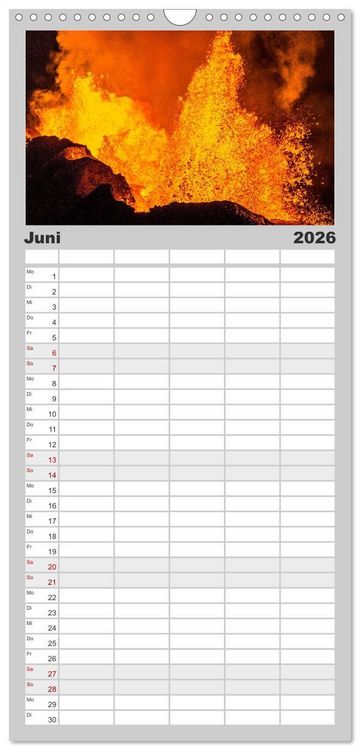 Produktbild: Familienplaner 2026 - Vulkanausbruch - Island mit 5 Spalten (Wandkalender, 21 x 45 cm) CALVENDO